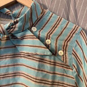 Ace & Jig Light Blue Striped Shirt with Tie Collar - L
